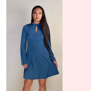 Blue Long Sleeve Dress